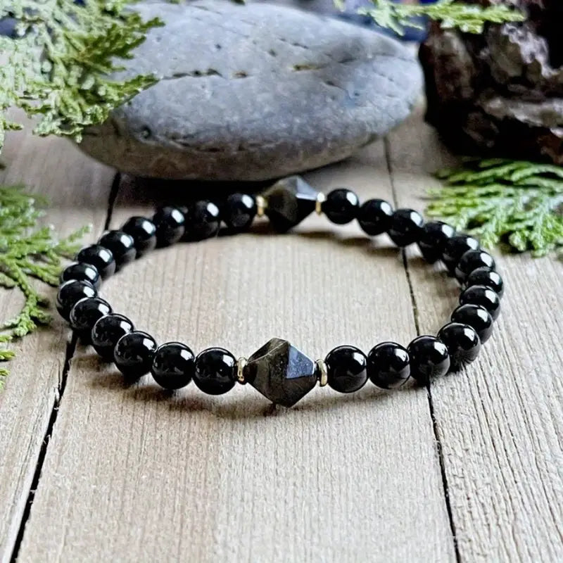 Black Obsidian and Crystal bracelet