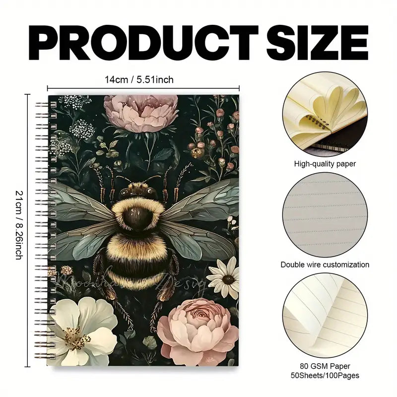 Bohemian Floral & Bumblebee Notepad