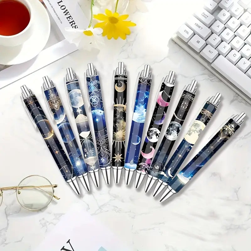 10pcs Starry Printed Ballpoint Pens