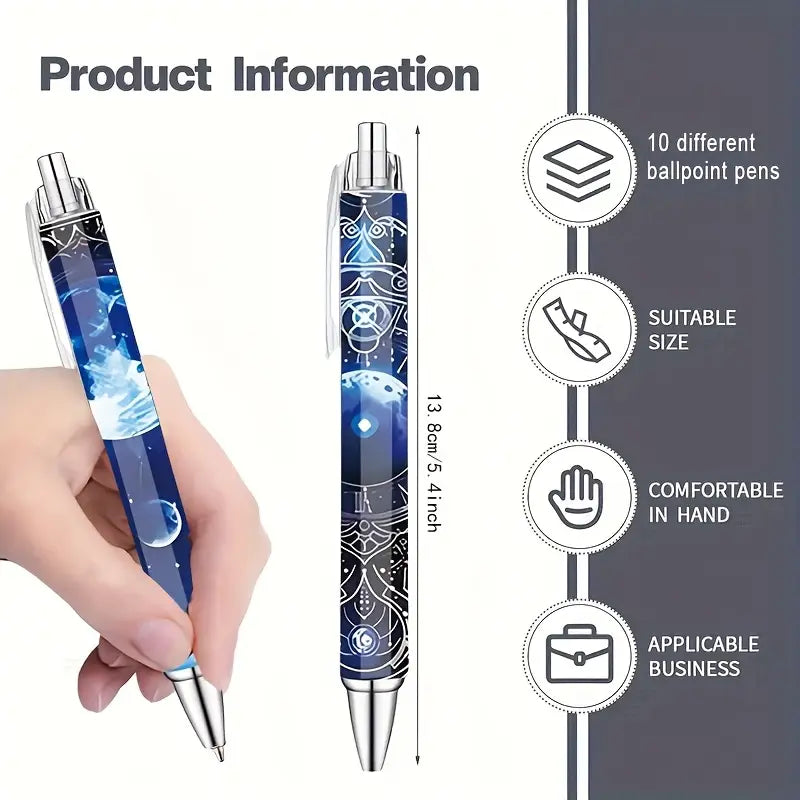 10pcs Starry Printed Ballpoint Pens