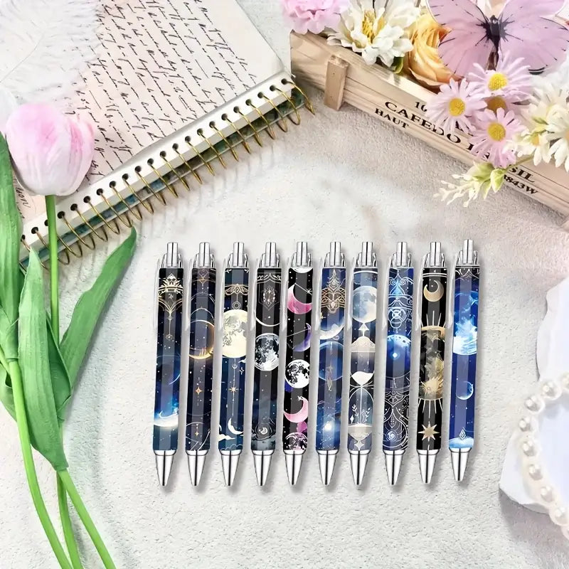 10pcs Starry Printed Ballpoint Pens