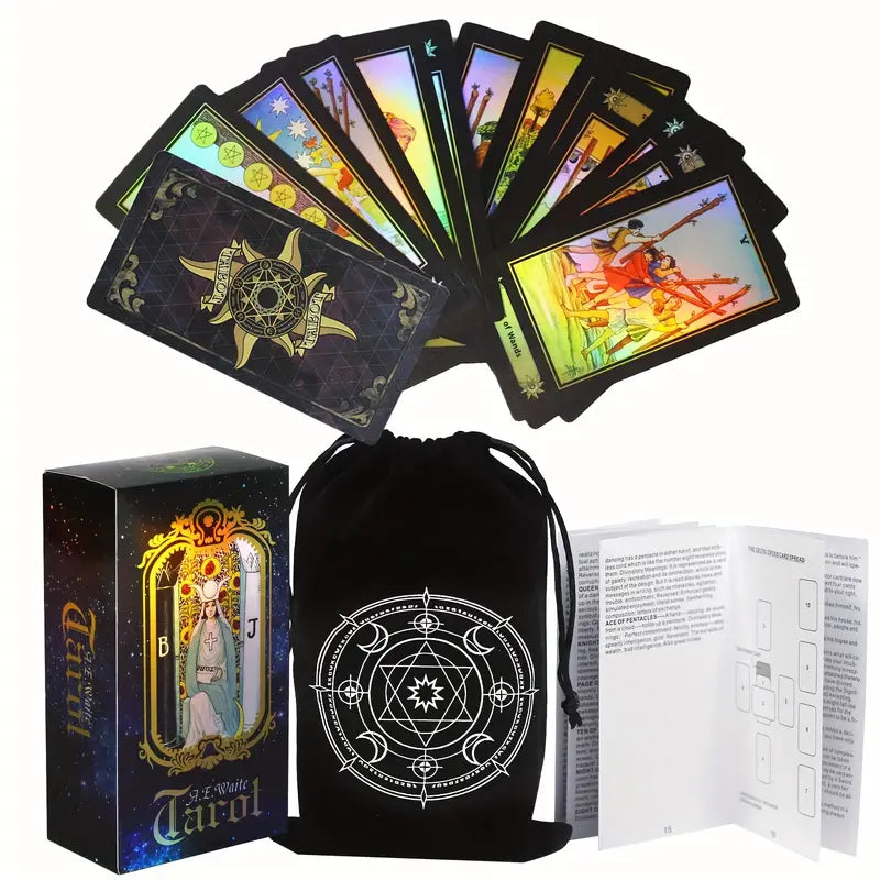 Tarot Deck with Comprehensive Guide and Black Pouch