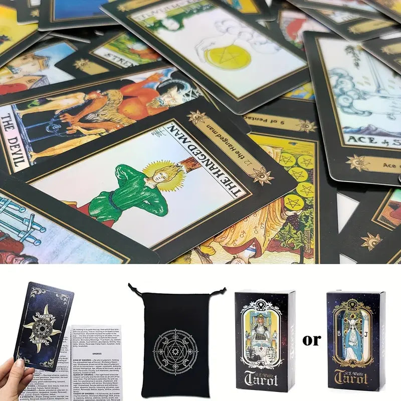 Tarot Deck with Comprehensive Guide and Black Pouch