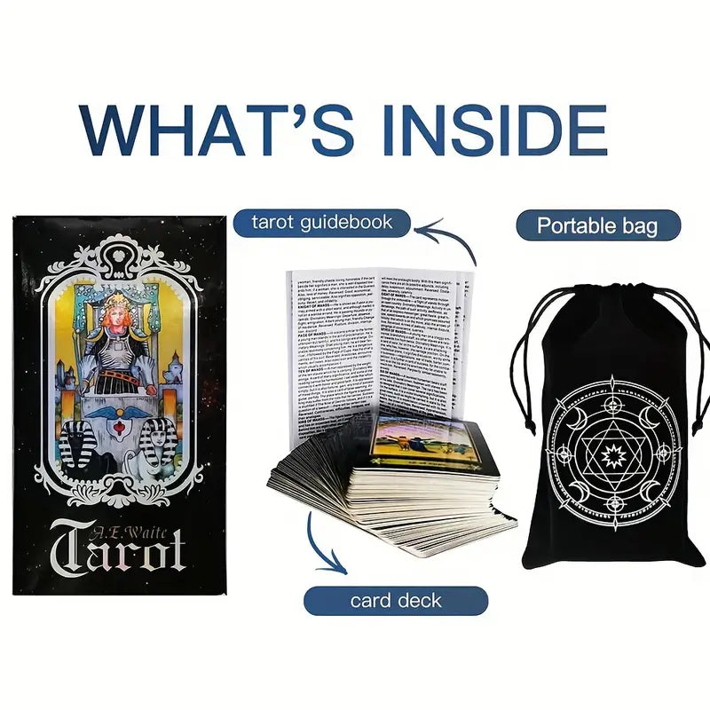 Tarot Deck with Comprehensive Guide and Black Pouch
